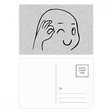 Imagem de OK Gestures Cute Wink Black Happy Postal conjunto de cartões postais de aniversário para enviar cartões de agradecimento