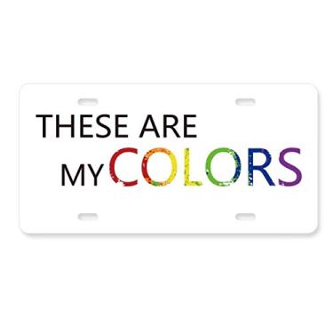 Imagem de DIYthinker LGBT Bandeira de arco-íris Estas são minhas cores, placa de licença de aço inoxidável para decoração de automóveis