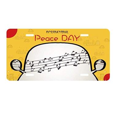 Imagem de DIYthinker Placa de licença Elegant Black Music 5-le Staff para decoração de carro, dia da paz