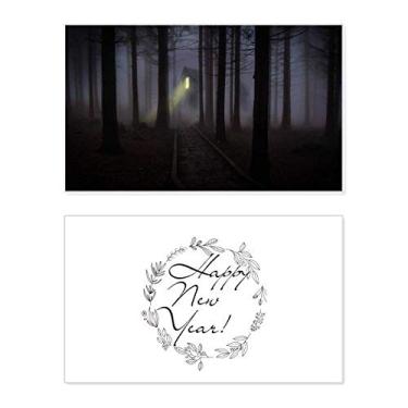 Imagem de Noite Escura Florestal Ciência Cenário Natureza Ano Novo Festival Cartão Bless Mensagem Presente