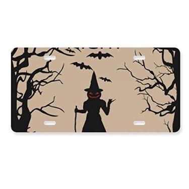 Imagem de DIYthinker Placa de carro Night Ghost Fear Halloween Abóbora Decoração de carro Acessório de aço inoxidável