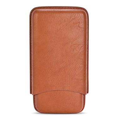 Imagem de Estojo de couro para charutos com 3 tubos, caixa umidificadora de charutos portátil com cortador de charutos - Ótimo presente para homens