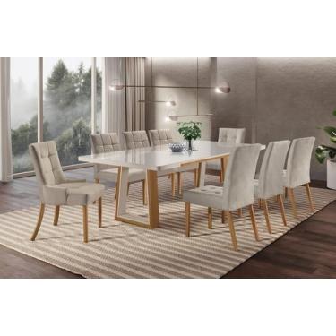 Imagem de Sala De Jantar Madeira Maciça Com 8 Cadeiras 2,20X1,10M - Real - Requi