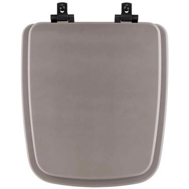 Imagem de Assento Sanitário Mdf Soft Close Boss Stone (Cinza Fosco) Para Vaso Incepa Com Ferragem Preta