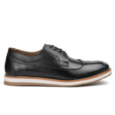 Imagem de Sapato Masculino Casual Couro Brogue Oxford Preto - Zafina