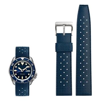 Imagem de DFAMIN Pulseira de borracha de flúor trópico de qualidade premium para seiko SRP777J1 SKX pulseira de relógio de mergulho à prova d'água 20 pulseiras de 22 mm (cor: azul prata, tamanho: 20mm)