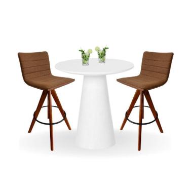 Imagem de Mesa Bistrô Cone 60 Cm Tampo Laca Branca Base Branca Branco