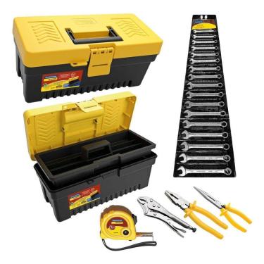 Imagem de Baú de Ferramentas + Chaves Combinas + Trena e Alicates