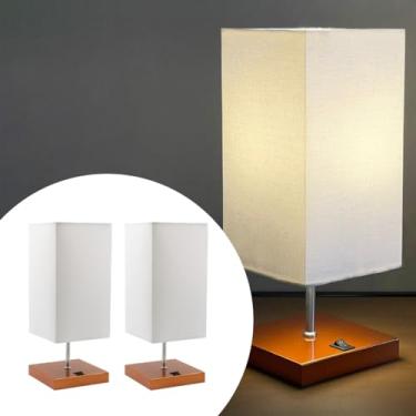 Imagem de Kit 2 Abajur luminária de Mesa Clássico Quadrado Cobre de alumínio Com Interruptor Com Cúpula Branca Ref 49 Decoração Casa e Sala, Escritório, Quarto, cama