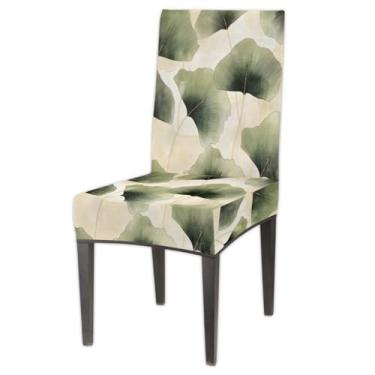 Imagem de Capas de cadeira única para sala de jantar folhas verdes elastano cozinha parsons capas de cadeira removíveis, capas de cadeira elásticas laváveis removíveis capas de assento para cadeiras capa