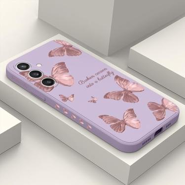 Imagem de LEECG Capa para Galaxy S23 FE, design criativo com impressão lateral para Samsung S23 FE 5G, capa protetora de silicone macio e resistente, capa para celular S23 FE - roxo borboleta