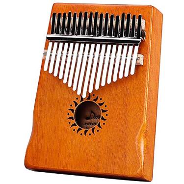 Imagem de Piano de dedo de bolso corpo de mogno, kalimba piano de polegar de 17 teclas, teclado de percussão de dedo com instrução Tune Hammer Piano Bag, (18 cm X 13 cm) taiyangyuanmu