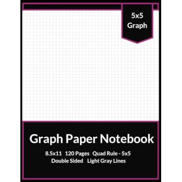 Imagem de Caderno de papel milimetrado: caderno de composição de papel quadriculado para matemática e ciências papel quadriculado 5x5 pautado