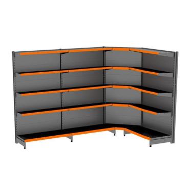 Imagem de Gondola Parede 170 Fit Ate 3 Metros 1 Canto Preto 20b Pe Lar