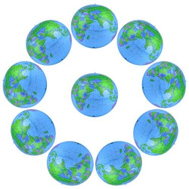 Imagem de Coopay Pacote com 10 bolas infláveis globo mundial de PVC infláveis para praia ou ensino