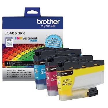 Imagem de Brother LC4063PK Pacote com 3 cartuchos de tinta ciano, magenta e amarelo de rendimento padrão