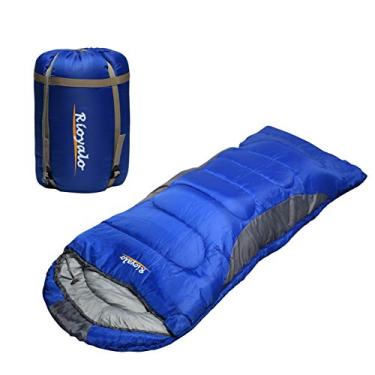 Imagem de Sacos de dormir de inverno de 0 graus para adultos acampando (350 g/m²) - Faixa de temperatura (5F – 32F) Saco de compressão portátil à prova d'água - para grandes e altos com capuz Env: caminhadas
