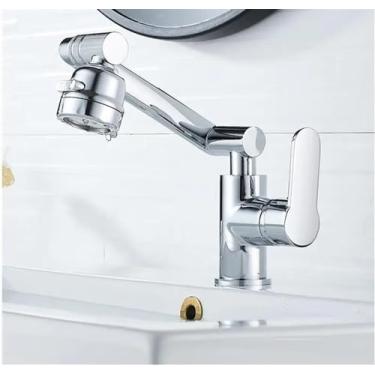 Imagem de Torneira de lavatório Torneiras de lavatório, torneira generalizada de banheiro moderno, lavagem fria e quente de cabelo elevada torneira de pia (cor: cromado)