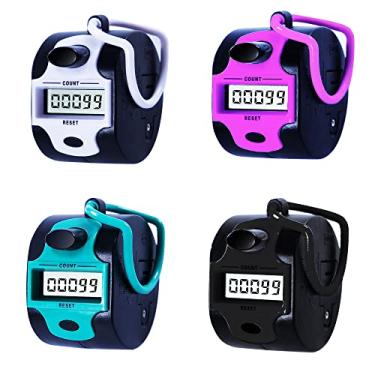 Imagem de Clique manual de contador, clique digital manual, contadores de pontos, palma mecânica, palma, portátil, 5 dígitos, mostrador eletrônico, contador de números para linha, pessoas, golfe, crochê, lap&tricô (pacote com 4)