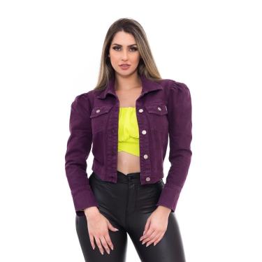Imagem de Jaqueta Jean Bufante Feminina Jaqueta Casual Manga Princesa-Feminino