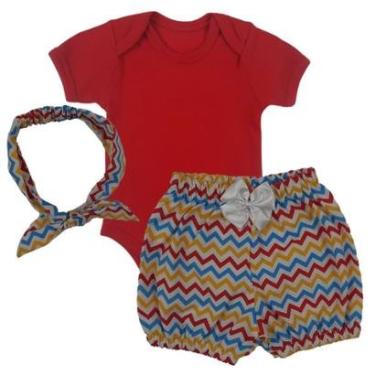 Imagem de Conjunto Body Manga Curta e Short Chevron Alice + Faixa - Roupa Bebê Menina-Feminino