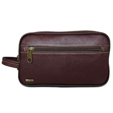Imagem de Necessaire Estojo de Couro Legítimo Grande Espaçosa Cor:Púrpura