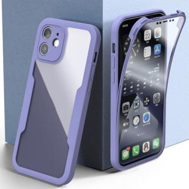 Imagem de 360 capa completa para iphone 15 14 11 13 12 mini telefone pára-choques para iphone xs xr 7 8 6s 14 15 plus capa, roxo, para iphone 14 pro