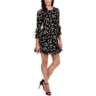Imagem de Lucky Brand Vestido de manga sino em preto multi, Preto/Multi, 38