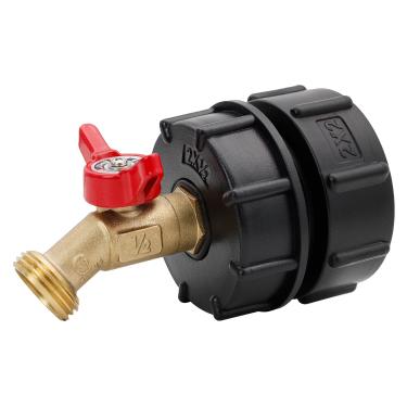 Imagem de KAKSEY Adaptador de tanque IBC 275-330 galões, rosca fina de 5 cm, encaixes de sacola IBC de 60 mm com entrada macho NPT de 1/2 polegada × conector de mangueira de jardim rosca GHT macho