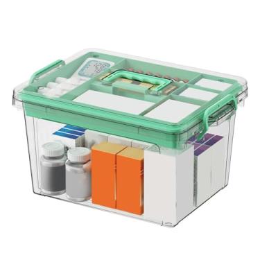 Imagem de Caixa Portátil da Medicina, Caixa Multicamada do Jogo de Primeiros Socorros da Emergência da Grande Capacidade Com Punho, para o Escritório do Curso Em Casa