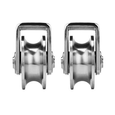 Imagem de 2 peças 3 pol. 304 aço inoxidável U sulco roda rodízio para portão deslizante, portão de enrolar, trilho invertido, máquinas industriais