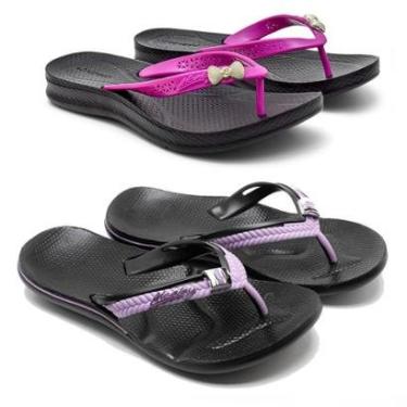 Imagem de kit chinelo feminino ortopédico anti impacto de borracha para idosos-Feminino