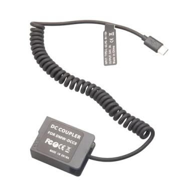 Imagem de Bateria falsa de fonte de alimentação para câmeras, kit de carregador acoplador conversor DMW-BLC12 para Panasonic FZ300 G7, com cabo USB-C