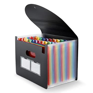Imagem de Maimis Pasta de arquivos expansível com 24 bolsos A4, organizador de documentos com abas coloridas, à prova d'água e expansível até 68 cm de largura