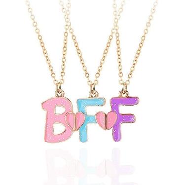 Imagem de Lezmoii Colar Best Friend Friendship Gifts Magnetic Matching BFF para 3 meninas, Metal, Sem Pedra Preciosa