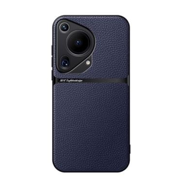 Imagem de Kepuch Capa para Huawei Pura 70 Ultra - Litchi Grano Case Placa de Metal Embutida - Azul