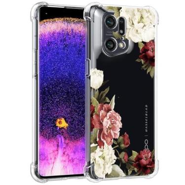 Imagem de Ueokeird Capa de telefone para Oppo Find X5 Pro 5G, capa PFEM10 para meninas e mulheres, capa protetora fina à prova de choque com padrão floral flexível TPU flexível para Oppo Find X5 Pro Blossom
