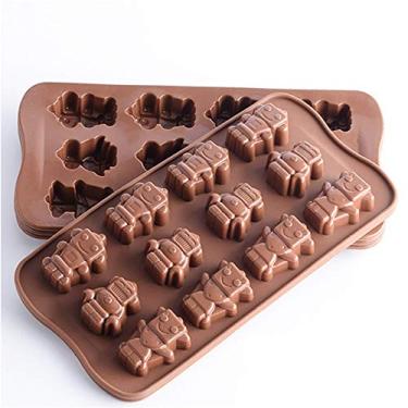 Imagem de Moldes de goma de chocolate, moldes antiaderentes de silicone para fazer cubos de gelo, geléia, chocolate, sabonete, moldar, doces, duros, 2 peças/lote de moldes de robôs