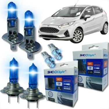 Imagem de Kit lâmpada shocklight super branca farol alto baixo e lanterna h1 h7 
