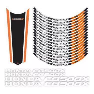 Imagem de Adesivo Gravata Resinado + Friso Roda Cb500x 2021 Laranja - Resitank