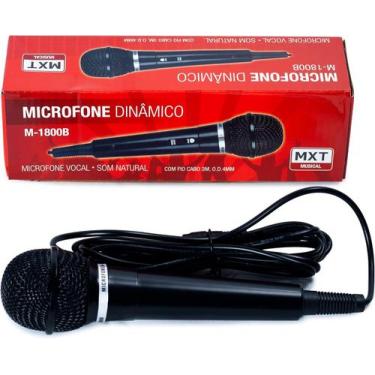 Imagem de Microfone c/ fio -- Plástico -- MXT 1800B -- Preto -- Cabo 3 metros