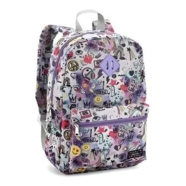 Imagem de Mochila Escolar De Costas Emoji Unicórnio Feminina Violeta Seanite Ref