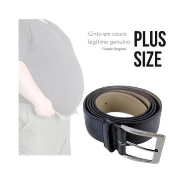 Imagem de Cinto Masculino Fasolo Couro Legítim PlusSize, Preto, 140