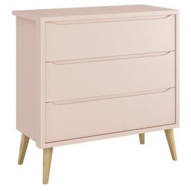 Imagem de Cômoda Gaveteiro Théo New Rosa Fosco com Natural - Reller