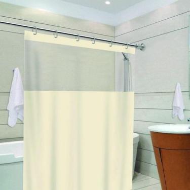 Imagem de Cortina Para Box Banheiro Com Visor 1,38 x 1,98 Bege - Vida Pratika