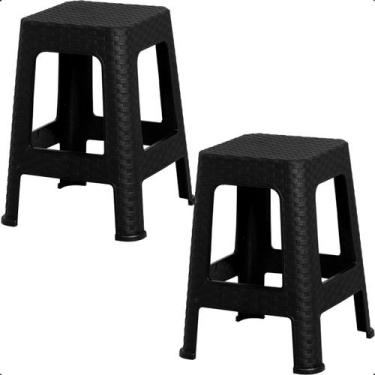 Imagem de Kit 2 Banqueta Rattan Trama Resistente Áreas Cozinha Jardim - Escritex