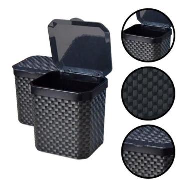 Imagem de Lixeira De Pia Rattan Preta Com Tampa 5 Litros Reforçada Cozinha Organ