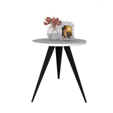 Imagem de Mesinha Lateral De Canto Para Sala E Quarto Redonda P.B - Metalcromo, 