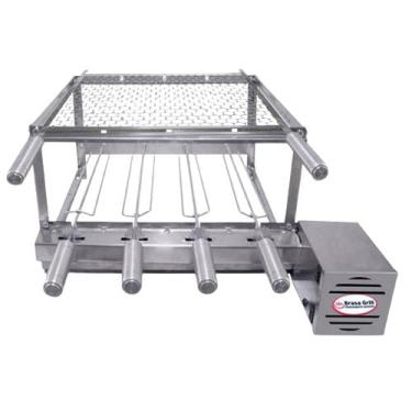 Imagem de Brasa Grill Tradicional Gira 4 Espetos Churrasqueira Bi Volts + Grelha