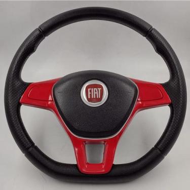 Imagem de Volante Esportivo Novo Uno Fire 2002 A 2014 Vermelho + Cubo - Fiat